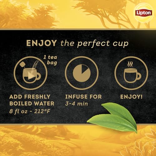 Lipton Black Tea English Breakfast, Pyramid Tea Bags, Flavored Teabags for a Refreshing Cup of Tea, 80 Total Tea Bags (20ct - Pack of 4)