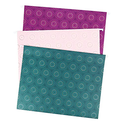 U Brands Hanging File Folders, Fleuri Jewel Tones, 12 Count