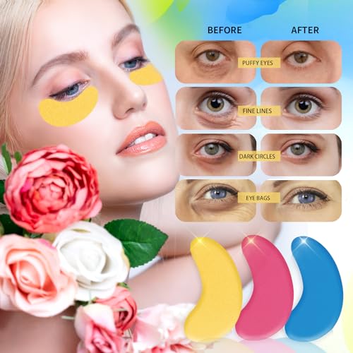 Under Eye Patches For Puffy Eyes Treatment 30 Pairs, 24K Gold Eye Mask For Dark Circles And Puffiness, Hyaluronic Acid Eye Mask For Puffiness, Eye Gel Pads, Eye Bags Treatment, Eye Mask Skincare