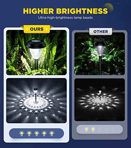 ornesign Ultra Bright Solar Outdoor Lights Decorative 10 Pack, 100% Faster Charge Solar Pathway Garden Lights Up to 12H Auto On/Off, Solar Lights Outdoor Waterproof for Walkway Yard Lawn (Warm White)
