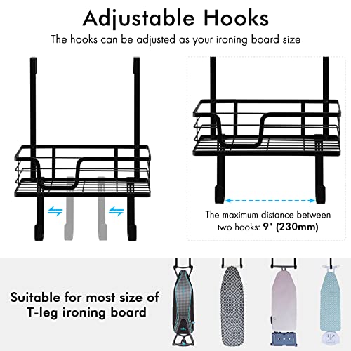 KES Over The Door Ironing Board Holder Door Mount T Shape Ironing Board Hanger Iron Holder Fit for 1 3/4 Doors Matte Black, HIR500B-BK