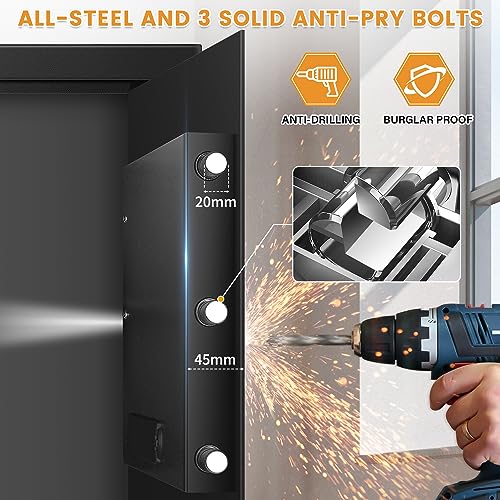 4.2 Cu ft Extra Large Safe Box Fireproof Waterproof, Security Home Safe with Fireproof Bag, LCD Digital Keypad Key Lock and Removable Shelf, Fire Document Safe for Money Medicines Jewelry Valuables