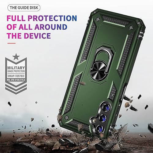 for Samsung A14 5G Case, Galaxy A14 5G Phone Case with HD Screen Protector, [Military Grade 16ft. Drop Tested] Ring Shockproof Protective Phone Case for Samsung Galaxy A14 5G,ArmyGreen