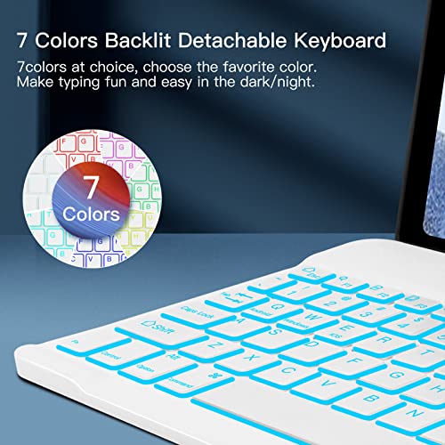 JUQITECH Bluetooth Keyboard Case for Samsung Galaxy Tab A8 10.5 2022 - Smart Soft Case with Backlit Keyboard, Blue