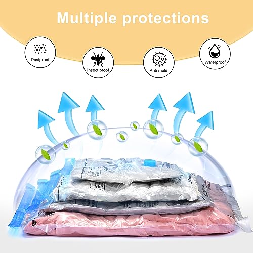 UPGOGO Travel Vacuum Bags with Prtable Electric Pump (Combo 6 Pack),Vacuum Seal Bags for Clothing,Space Saver Vacuum Storage Bags,Vacuum Travel Bags for Luggage,Travel Essentials