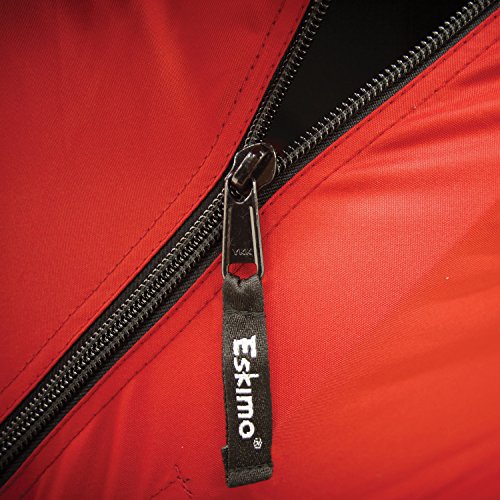 Eskimo FF949 FatFish Pop-up Portable Hub-Style Ice Shelter, Wide Bottom Design 61 sq ft. Fishable Area, 3-4 Person Non-Insulated , Red , 99" x 99"