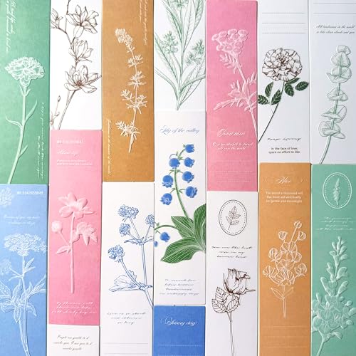 Doraking 20PCS Nature Flower Themed Paper Bookmarks for Book Lovers, Boxed Bookmarks Set as Gifts for Students