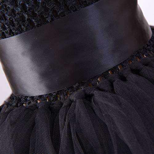 HJTT Tutu Dress for Girls Black Train V-Neck Tulle Evening Wedding Birthday Party Dresses Kids Ball Gown (Black, 1-2 Years)