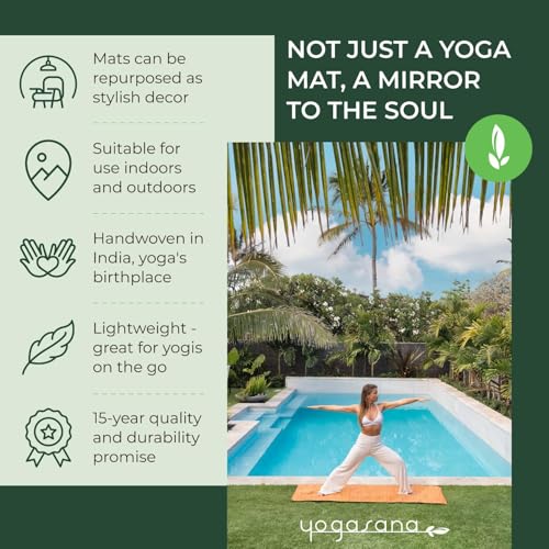 Yogasana Organic Cotton Yoga Mat - Non Slip Hand-Woven Foldable Yoga Rug Provides Excellent Comfort, Traction & Support - Travel Extra Thick Yoga Mats for Indoor & Outdoor Use - 24 x 72 Inches, Air