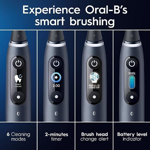 Oral-B iO Series 8 Electric Toothbrush with 2 Replacement Brush Heads and Travel Case, Rechargeable Toothbrush, Black Onyx