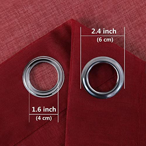 DWCN White Faux Linen Sheer Curtains - Grommet Voile Window Curtain Drapes for Bedroom Living Room 28 x 63 inch Length, Set of 2