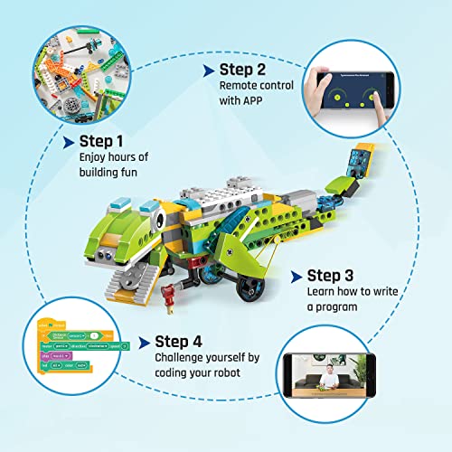 Coding Robot Kit for Kids Ages 6+, 200+ in 1 APP Control Dinosaur Robot Toy, Educational Scratch Programming Robotic Kit with 47 Video Courses,Birthday for Boys Girls(600 Blocks)
