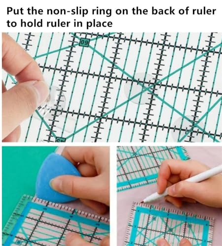 Quilting Rulers,7 Sewing Rulers Quilting Templates(6"x24",2"x24",3"x18",3"x8",1.5"x12",1"x12",1"x6"),Quilting Supplies Acrylic Rulers Fabric Cutting Ruler with Non-Slip Rings for Quilting and Sewing