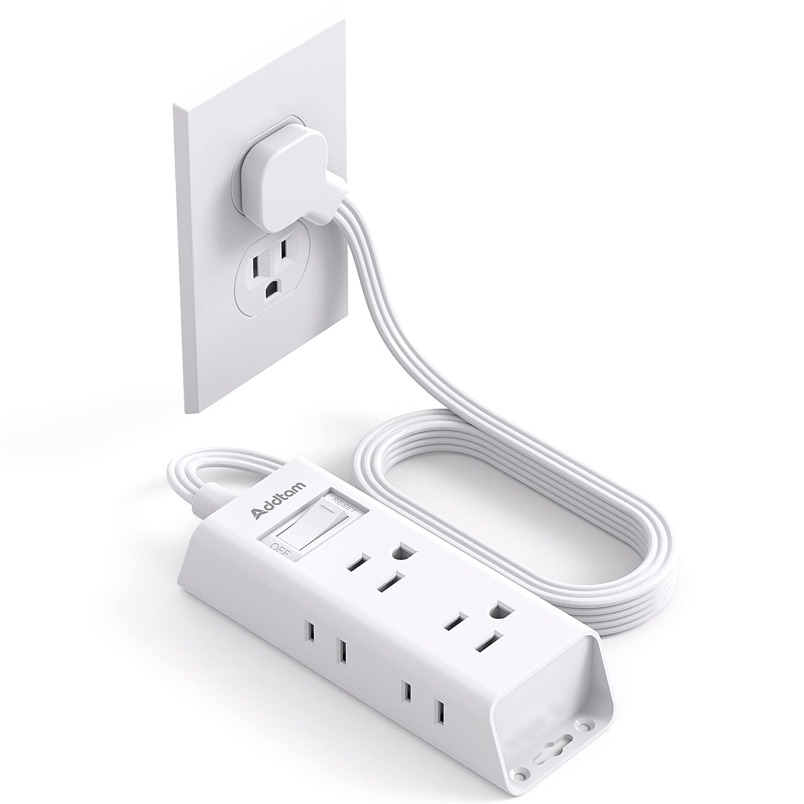Cruise Essentials - Flat Plug Power Strip, Addtam 5 ft Ultra Flat Exte