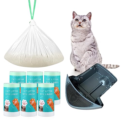 KropBom Waste Drawer Liners Bags Replacement Compatible with Litter Box Robot 4 and 3, 20 Count Thick Self-cleaning Cat Litter Box Liners with Drawstring Heavy Duty 10-12 Gallons of Capacity