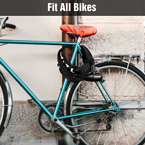 Titanker Bike Chain Lock, Security Anti-Theft Bike Lock Chain Bicycle Chain Lock Bike Locks for Bike, Motorcycle, Bicycle, Door, Gate, Fence, Grill (6mm, 8mm, 10mm Thick Chain) (Black-10mm Chain)