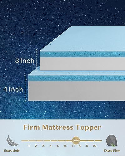 BedStory Firm Mattress Topper Twin - 3 Inch Firm Memory Foam Mattress Topper - High Density Bed Toppers for Back Pain