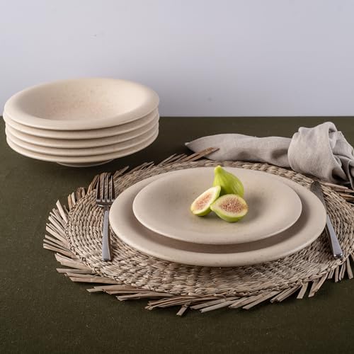 Porto by Stone Lain Aro 12-Piece Premium Kitchen & Dining Dinnerware Set Stoneware, Cream Matte, Crafted in Portugal, Dishwasher and Microwave Safe Scratch-Resistant Dish Set for 4