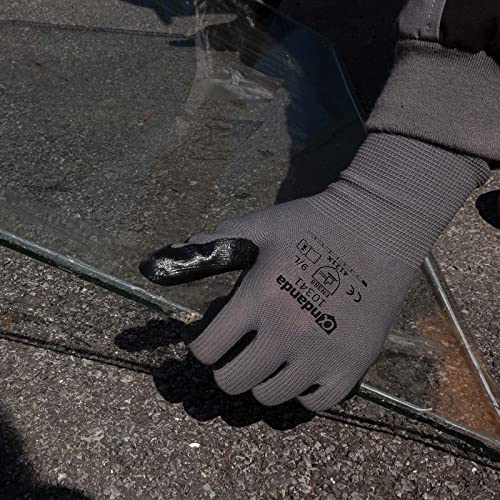 ANDANDA 120 Pairs Work Gloves, Smart Touch, 3D Comfort Stretch Fit, Nitrile Coated Work Gloves with Grip, Seamless Knit Nylon Work Gloves Men Suitable for Warehousing, Logistics, Handling, Black（M）