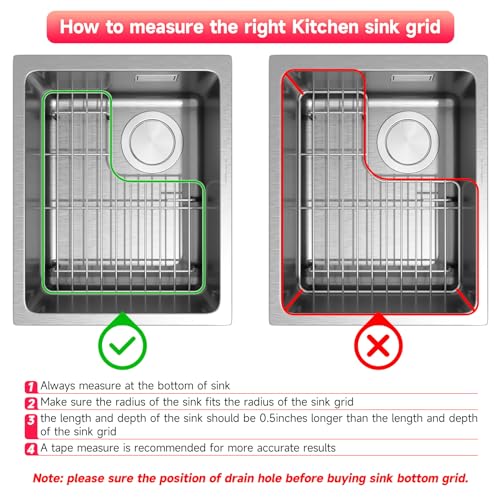 jkxoo 14.5" x 23.2" Stainless Steel Sink Protectors for Kitchen Sink for Kohler Whitehaven K-6486 &K-6487, Includes Left and Right Racks, Sink Grid for Bottom of Kitchen Sink with Rubber Feet