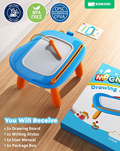 KOKODI Toddler Magnetic Drawing Board with Sturdy Legs, Large Colorful Mess Free Sketch Scribble Doodle Pad, Easter Birthday Gifts Toys for Boys Kids Preschooler Age 18 Month to 1 2 3 Years Old