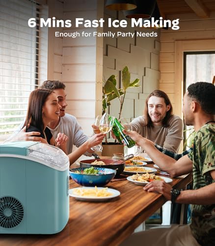 Nugget Countertop Ice Maker, Silonn Chewable Pellet Ice Machine with Self-Cleaning Function, 33lbs/24H, Portable Ice Makers for Home, Kitchen, Office, Green