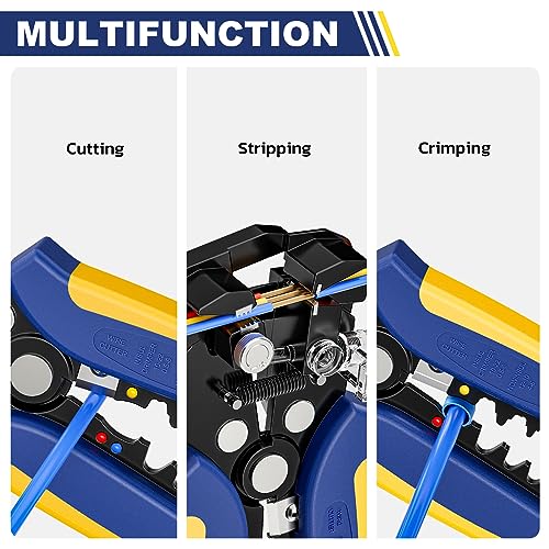 haisstronica Self-Adjusting Wire Stripper, 3 in 1 Stripper/Cutter/Crimping Heavy Duty Automatic Electrical Wire Strippers for 10-24 AWG