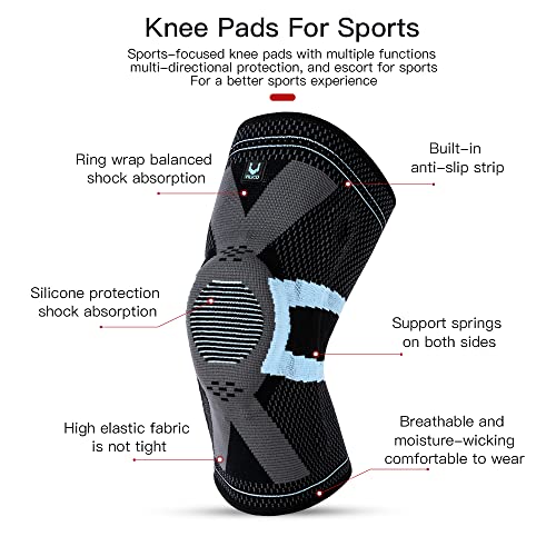 TANGABA Knee Brace with Patella Pad & Side Stabilizers (Large), Non-Slip Knee Support for Joint Knee Pain Relief Women and Men, Knee Support for Working, Running, Weightlifting, Fitness-1 Pack