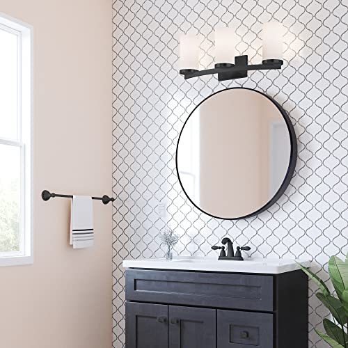 Design House 589150-BLK Desta Transitional Indoor 3-Light Vanity Light with Curved Bar, Matte Black