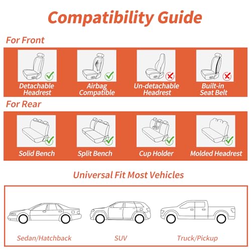 COMFDRIVE Faux Leather Seat Covers Front Seats, Universal Full Coverage Car Seat Cover Waterproof Seat Covers for Cars, Breathable Automotive Seat Covers for Most Trucks, Sedans, SUV, Black