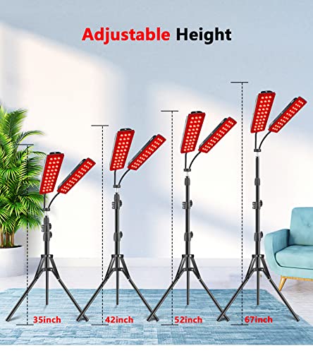Red Light Therapy Lamp, Infrared Light Therapy with Stand - 660nm Redlight and 850nm Near Infrared Light Device for Body Pain Relief Skin Care (Dual Lamps, Black)