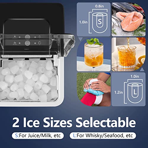 KUMIO Ice Makers Countertop, 9 Bullets Ready in 9 Mins, 26.5 Lbs/24 Hrs, Ice Machine with Self-Cleaning, Removable Ice Basket & Scoop, 2 Sizes of Bullet Ice for Kitchen Office Bar Party, Black