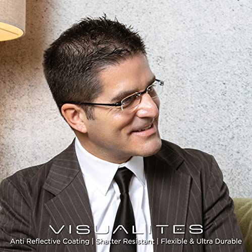 Visualites 1 Grey Matrix 1.50 Power Lightweight Rimless Reading Glasses For Men and Women