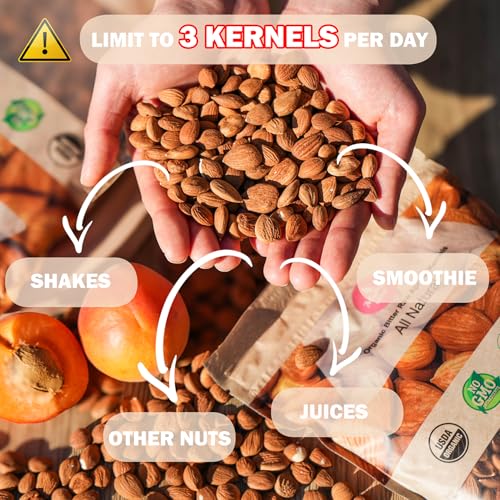 Mighty Apricot USDA Organic Bitter Apricot Kernels(1LB) 16oz, Natural Raw Bitter Apricot Seeds, Vegan, Non-GMO, Gluten Free, Great source of Vitamin B17 and B15, Maximum 3 Kernels/day