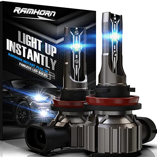 RAMHORN H11 Light bulbs, H8 H9 Bulbs 300% brightness Upgraded, 1:1 Mini Size Plug and Play Fog Light, Pack of 2