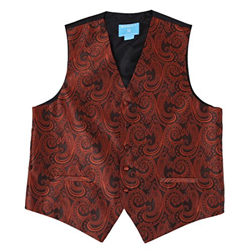 Epoint EGC1B01E-M Black Orange Paisley Mens Jewelry Waistcoat Woven Microfiber Working Day Dad Medium Vest