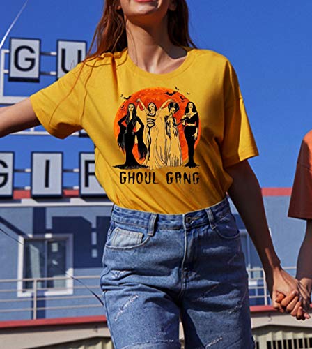 Ghoul Gang Halloween T Shirt Women Sunset Sanderson Sisters Graphic Tee Hocus Pocus Witch Fall Casual Tops (Grey, S)