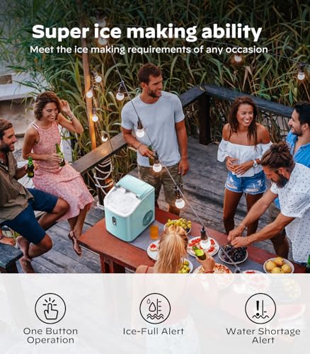 Nugget Countertop Ice Maker, Silonn Chewable Pellet Ice Machine with Self-Cleaning Function, 33lbs/24H, Portable Ice Makers for Home, Kitchen, Office, Green