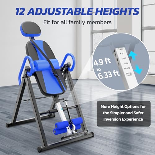 YOLEO Heavy Duty Inversion Table for Back Pain Relief with Adjustable Protective Belt 2023 Upgraded Inversion Foldable Heavy Duty up to 300 lbs