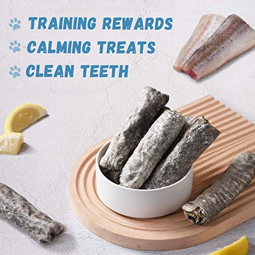 Pawmate Dog Treats, Chicken Duck Wrapped Cod Skin Sticks Rawhide-Free Grain-Free Dog Chewy Treats for Dog Healthy Teeth and Coat Training Treats for Small Medium Large Dog 9-10 Counts