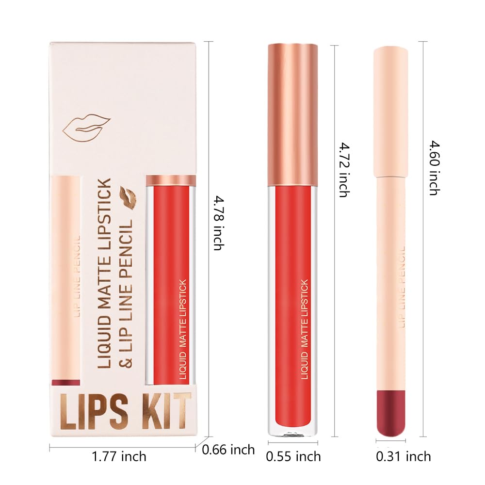 BINGBRUSH Colors Liquid Matte Lipstick and Lipliner Pack Set, Lip Tint Long Lasting 24 Hour Waterproof Velvet Nonstick Cup Lipgloss Lip Stain Pigmented Lip Makeup Gift Sets (1Pc 11#)