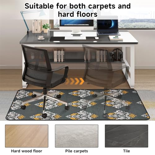 SHAREWIN Office Chair Mat for Carpet & Hardwood Floors, 48” x 36” Floor Mat, Desk Chair Mat for Home Office, Black