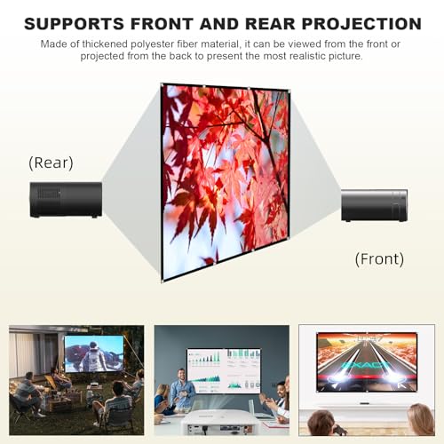 Foldable 60-inch Projector Screen, XINLEMY 4K 16:9 HD Portable Projection Movie Screen Double-Sided Cinema Screen for Home Theater Backyard Indoor and Outdoor