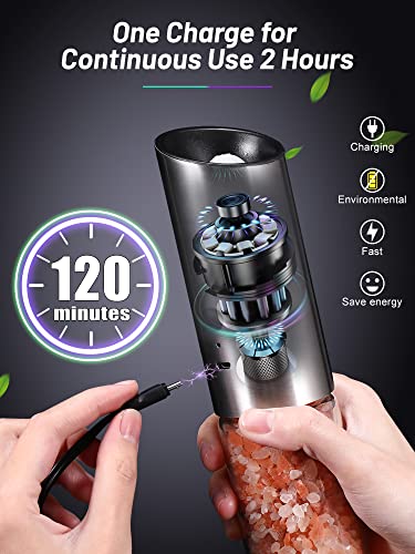 XinBaoLong USB Rechargeable Salt & Pepper Grinder, Adjustable Coarseness