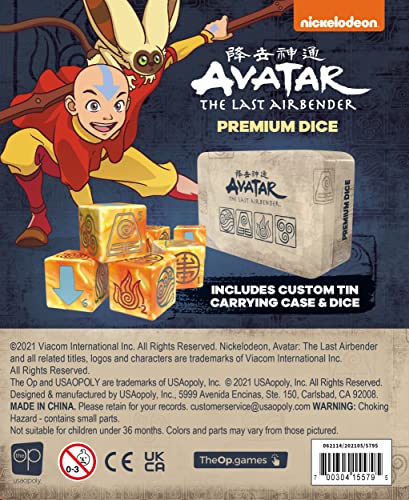 Avatar The Last Airbender Premium Dice Set | Collectible d6 Dice | Custom Dice with Collectible Tin Case | Officially Licensed 6-Sided Dice