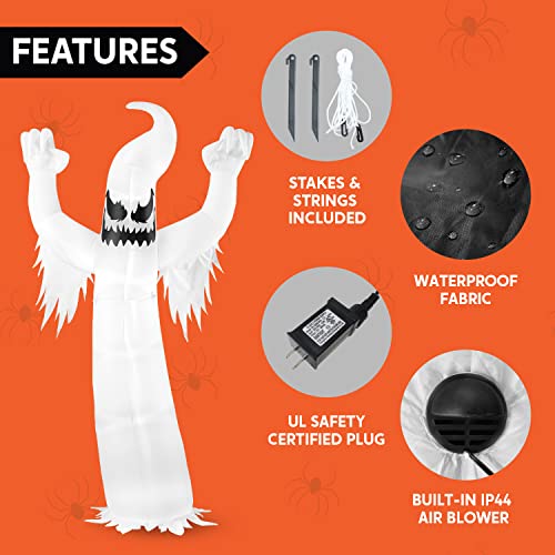 Joiedomi 12 FT Tall Halloween Inflatables Ghost Outdoor Decorations, Inflatable Halloween Yard Decorations, Blow Up Ghost Halloween Decor with Build-in LEDs for Scary Halloween Decorations