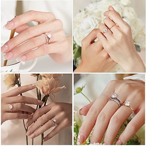 SMILEST Classic Moissanite Rings for Women, D Color VVS1 Clarity Lab Created Round Cut Diamond Rings 18K Yellow Gold Plated 925 Sterling Silver 6 Claw Moissanite Solitaire Engagement Ring for Women