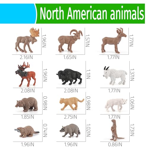 GUFOPONAS North American Animals Set Mini Wild Animals Figurines Set Plastic Wolf Figure Moose Figure Toy Gift for Kid Toddlers Raccoon Animals Cake Topper