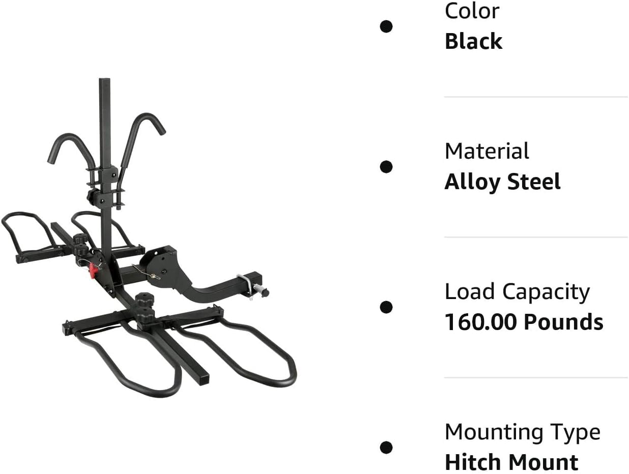 WEIZE Hitch Bike Rack, Wobble Free Smart Tilting Folding Bicycle Car Racks for Standard, Fat Tire and Electric Bike, 2-Bike 160 lbs Capacity, 2-inch Receiver