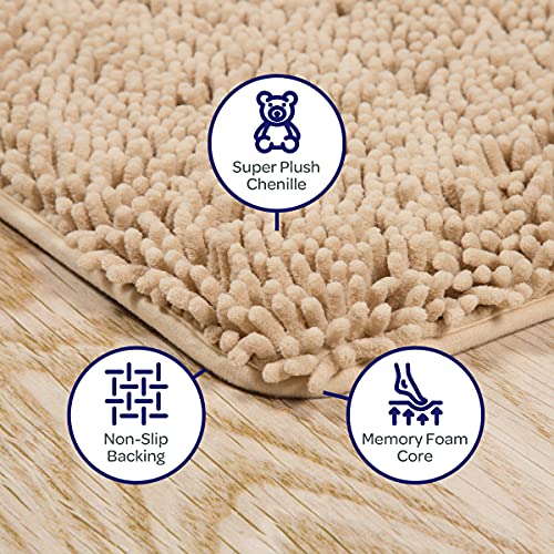 Bedford Home Chocolate 2 Piece Memory Foam Shag Bath Mat, 32"x21"x1.25"